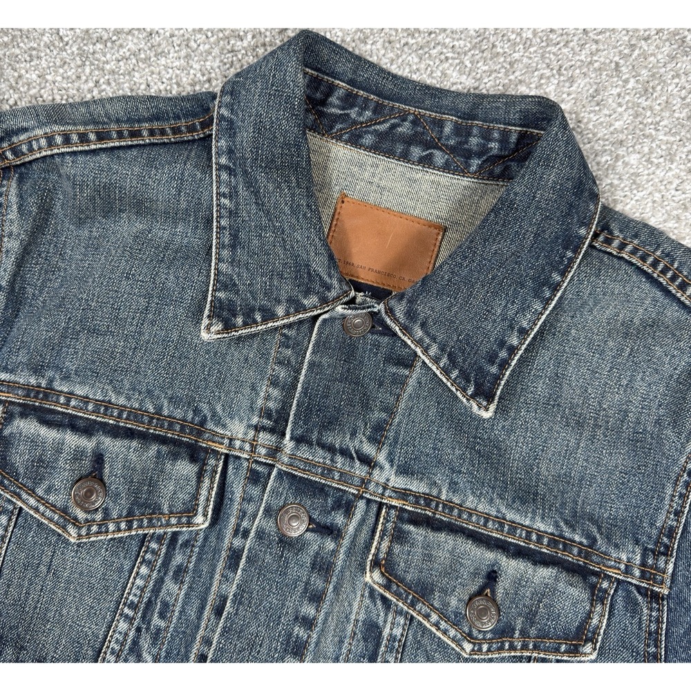 GAP Denim Jacket Men M Blue Trucker Button Up Y2K Vintage 2003 Casual